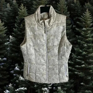 White House Black Market Women's Size XS Brocade Metallic Designer Silver Vest